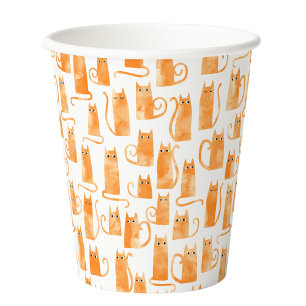 Gobelets En Papier Motif de chat orange amusant