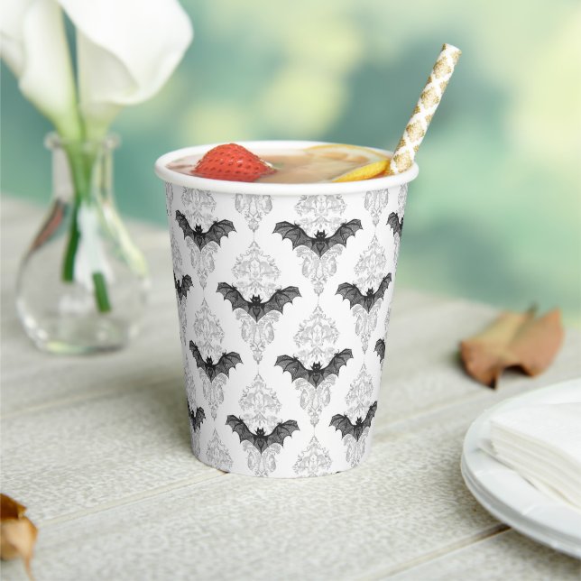 Gobelets En Papier Motif de chauve-souris noir moderne (Insitu)