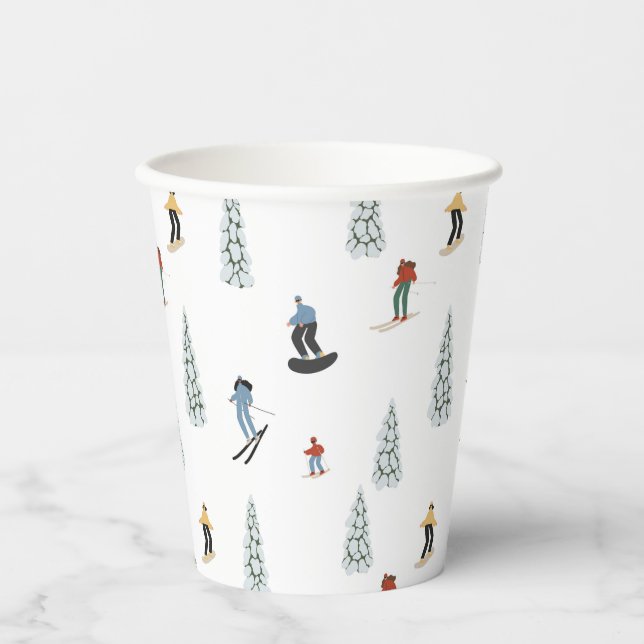 Gobelets En Papier Motif de descente d'hiver (Recto)
