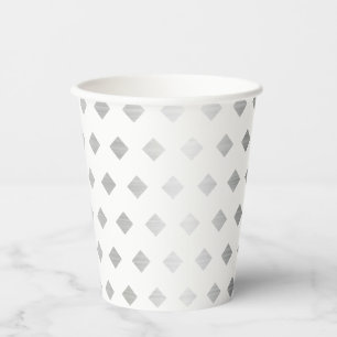 Gobelets En Papier Motif de diamants blanc gris argenté décoratif