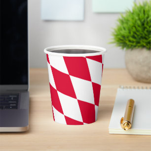 Gobelets En Papier Motif de drapeau diamant Bavière rouge et blanc