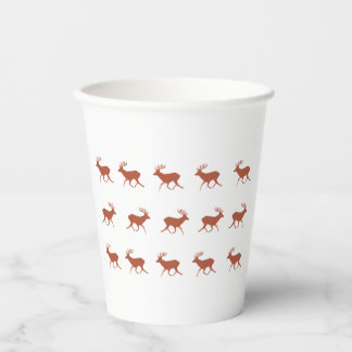 Gobelets En Papier Motif de fête de marche de cerf brun