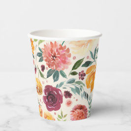 Gobelets En Papier Motif de fleurs d'automne vintage