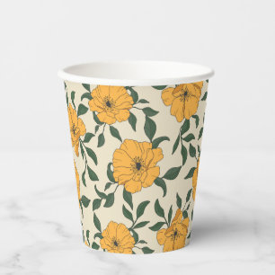 Gobelets En Papier Motif de fleurs de crapaud orange