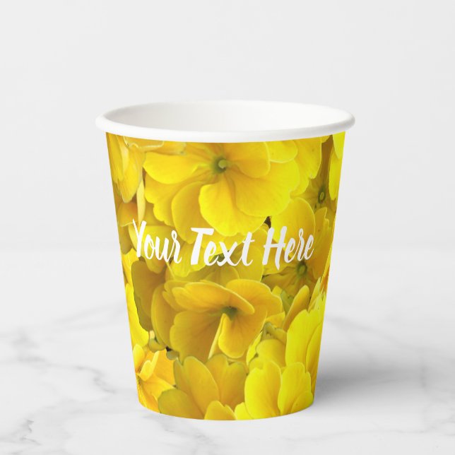 Gobelets En Papier Motif de fleurs de Primrose jaune (Recto)