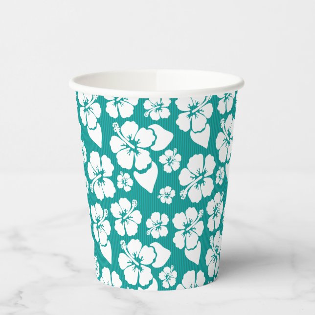 Gobelets En Papier Motif de fleurs d'Hibiscus hawaïen (Gauche)