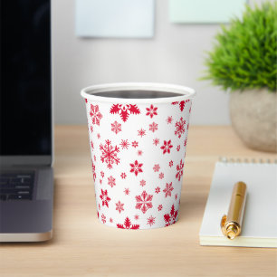 Gobelets En Papier Motif de flocon de neige, Flammes de neige rouges,