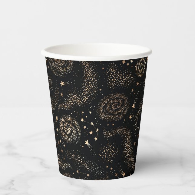 Gobelets En Papier Motif de galaxie Gold Star Constellation (Recto)