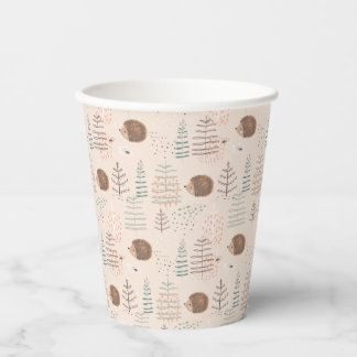 Gobelets En Papier Motif de hérisson de bois mignon