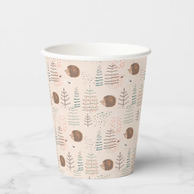 Gobelets En Papier Motif de hérisson de bois mignon (Recto)