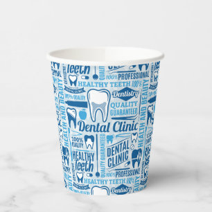 Gobelets En Papier Motif de la clinique dentaire bleue