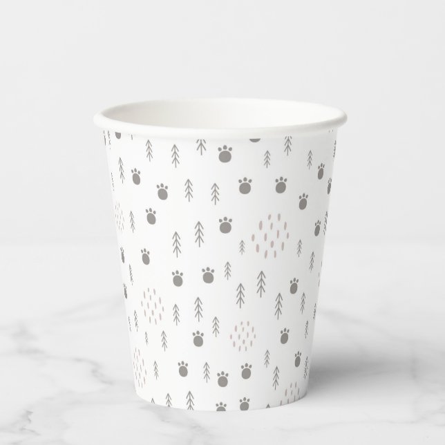 Gobelets En Papier Motif de la piste animale du bois mûre (Recto)