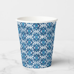 Gobelets En Papier Motif de l'ornement oculaire - Blues et argent
