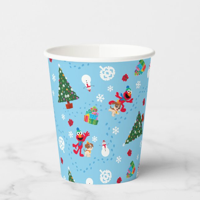 Gobelets En Papier Motif de Noël bleu Elmo & Tango (Gauche)