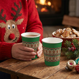Gobelets En Papier Motif de Noël bonhomme en pain d'épices tricoté