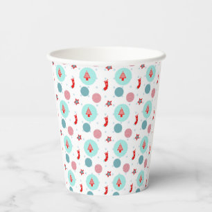 Gobelets En Papier Motif de Noël festif avec arbres, bas,