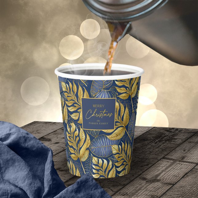 Gobelets En Papier Motif de Noël Gold bleu#29 ID1009 (Créateur téléchargé)