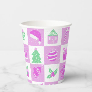 Gobelets En Papier Motif de Noël rose bébé adorable