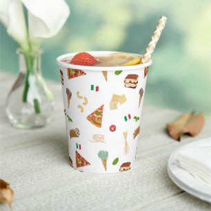 Gobelets En Papier Motif de nourriture italienne Pizza Pâtes Tiramisu