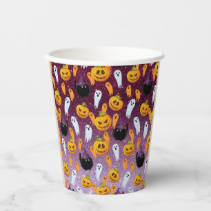 Gobelets En Papier Motif de Parties scintillant de fantôme d'Hallowee