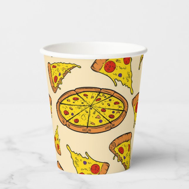 Gobelets En Papier Motif de pizza au fromage fondu (Recto)
