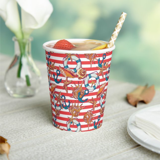 Gobelets En Papier Motif de plage tendance (Insitu)
