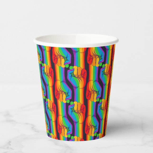 Gobelets En Papier Motif de poing arc-en-ciel (Gauche)