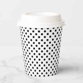 Gobelets En Papier Motif de point Polka noir blanc