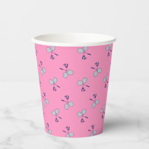 Gobelets En Papier Motif de raquette de Badminton rose