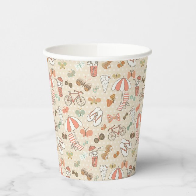 Gobelets En Papier Motif de vacances d'été (Gauche)