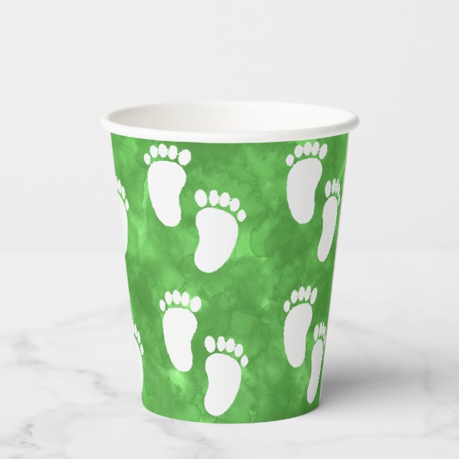 Gobelets En Papier Motif d'empreinte écologique Baby shower (Verso)