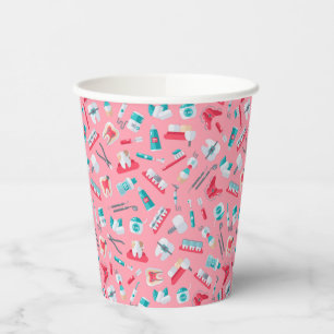 Gobelets En Papier Motif dentaire rose