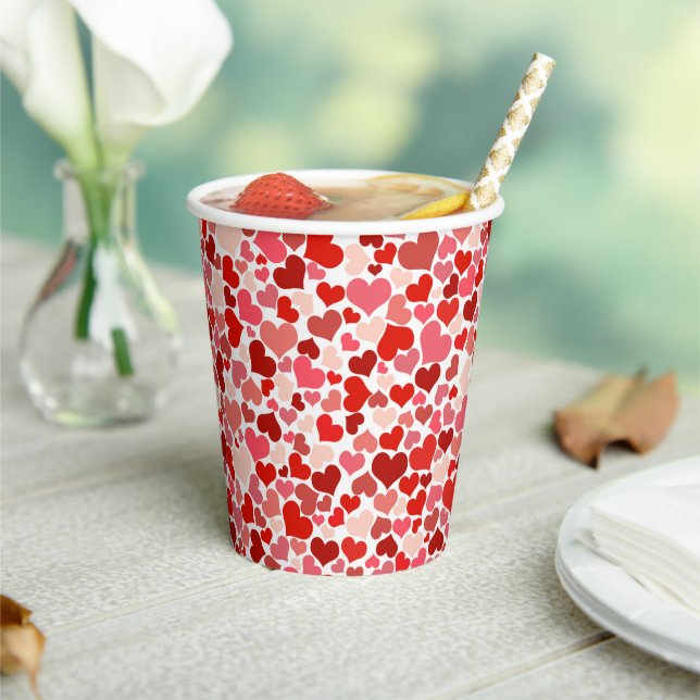 Gobelets En Papier Motif Des Coeurs, Coeurs Rouges, Amour (Insitu)