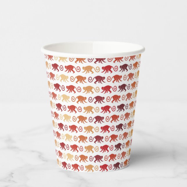 Gobelets En Papier Motif des singes rouges (Gauche)
