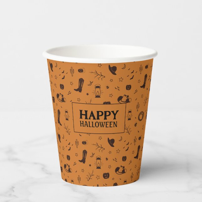 Gobelets En Papier motif d'halloween de l'ouest sauvage (Recto)