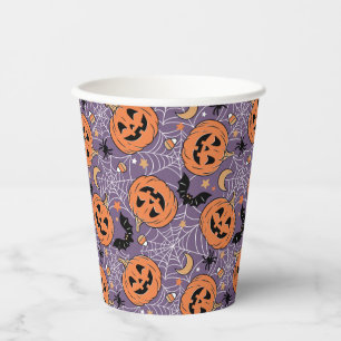Gobelets En Papier Motif d'Halloween violet Jack-O-lanterne