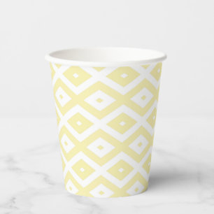 Gobelets En Papier Motif diamant jaune pâle et blanc