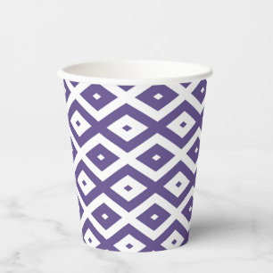 Gobelets En Papier Motif diamant ultra violet et blanc