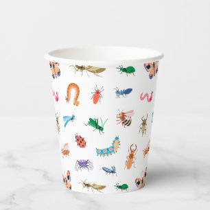 Gobelets En Papier Motif d'insectes coloré mignon