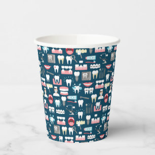 Gobelets En Papier Motif du bureau de la clinique dentaire
