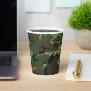 Gobelets En Papier Motif du Camouflage Vert, Motif militaire, Armée
