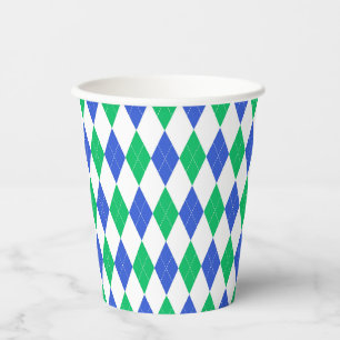 Gobelets En Papier Motif du Jacquard de golf Green & Blue