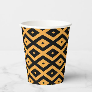 Gobelets En Papier Motif en diamant jaune et noir