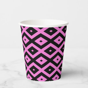 Gobelets En Papier Motif en diamant rose et noir