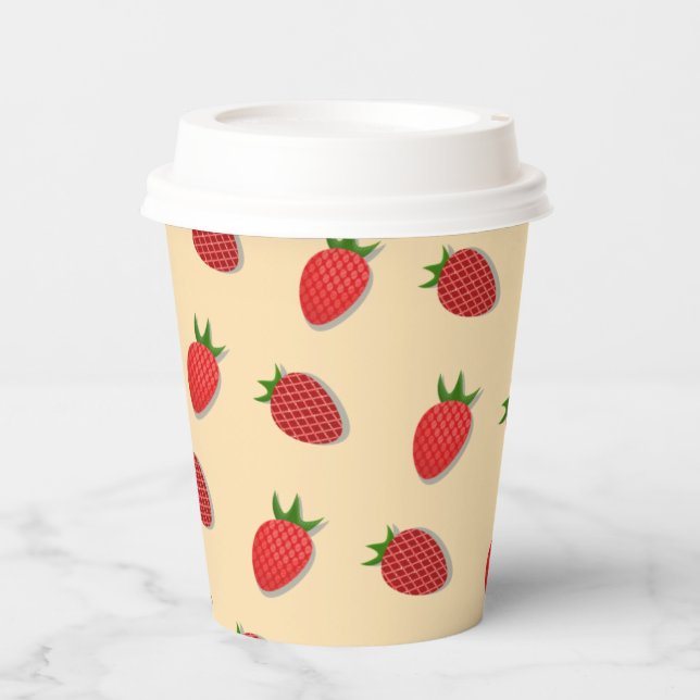 Gobelets En Papier Motif fraise pour des vibes estivales fruitées (Recto)