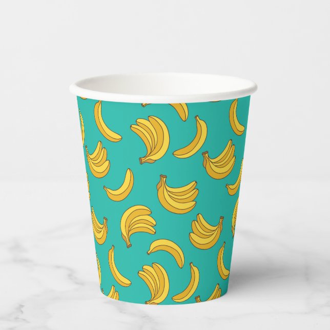 Gobelets En Papier Motif Fruit Banana (Recto)
