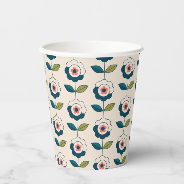 Gobelets En Papier Motif Fun Jardin Retro (Recto)