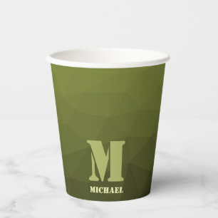 Gobelets En Papier Motif géométrique en maille de vert olive de l'arm
