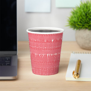 Gobelets En Papier Motif géométrique rouge et rose avec interlo