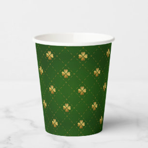 Gobelets En Papier Motif Golden Green Clover
